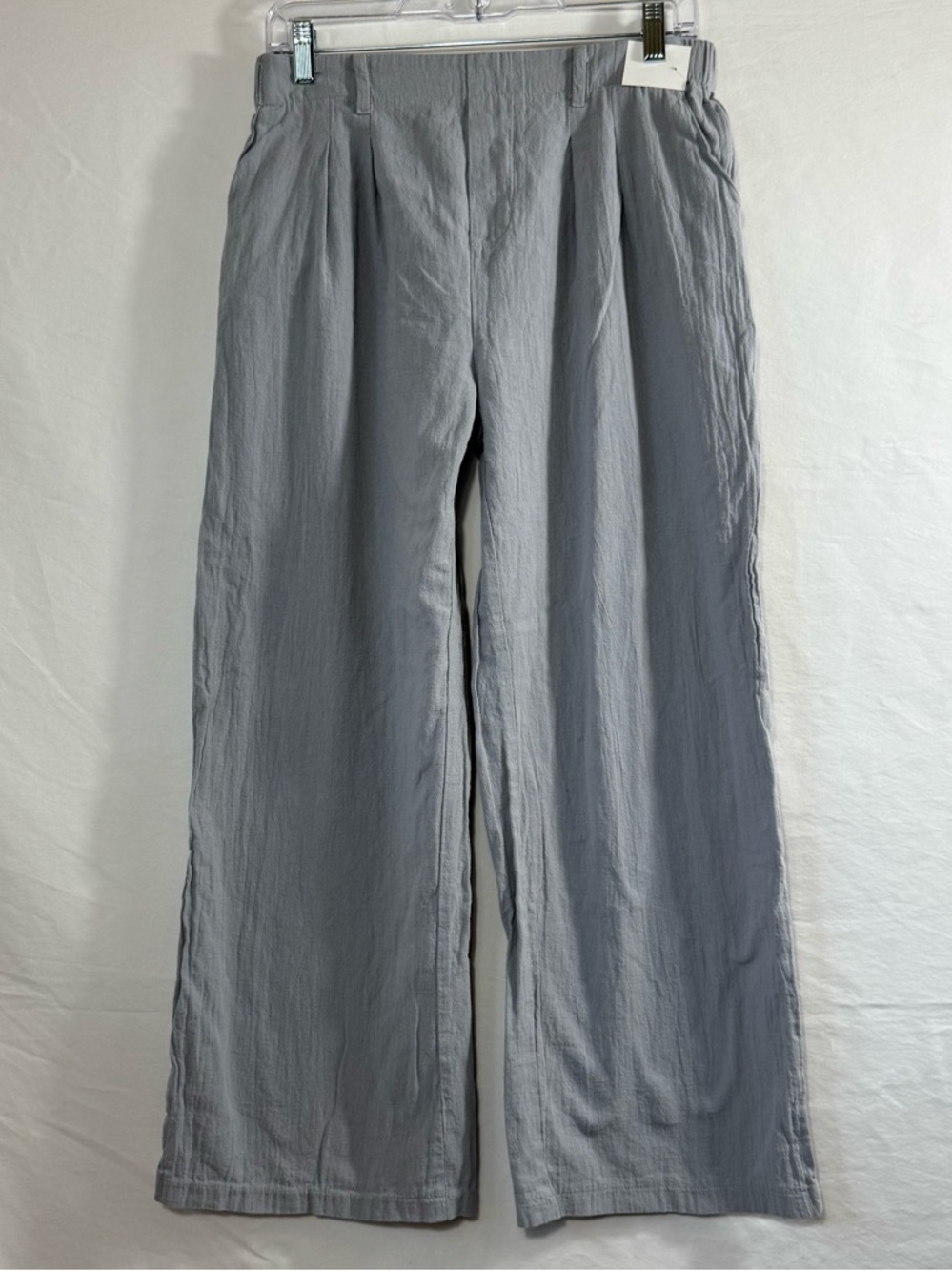 Women's 100% Cotton Wide-Leg Pants in Light Gray